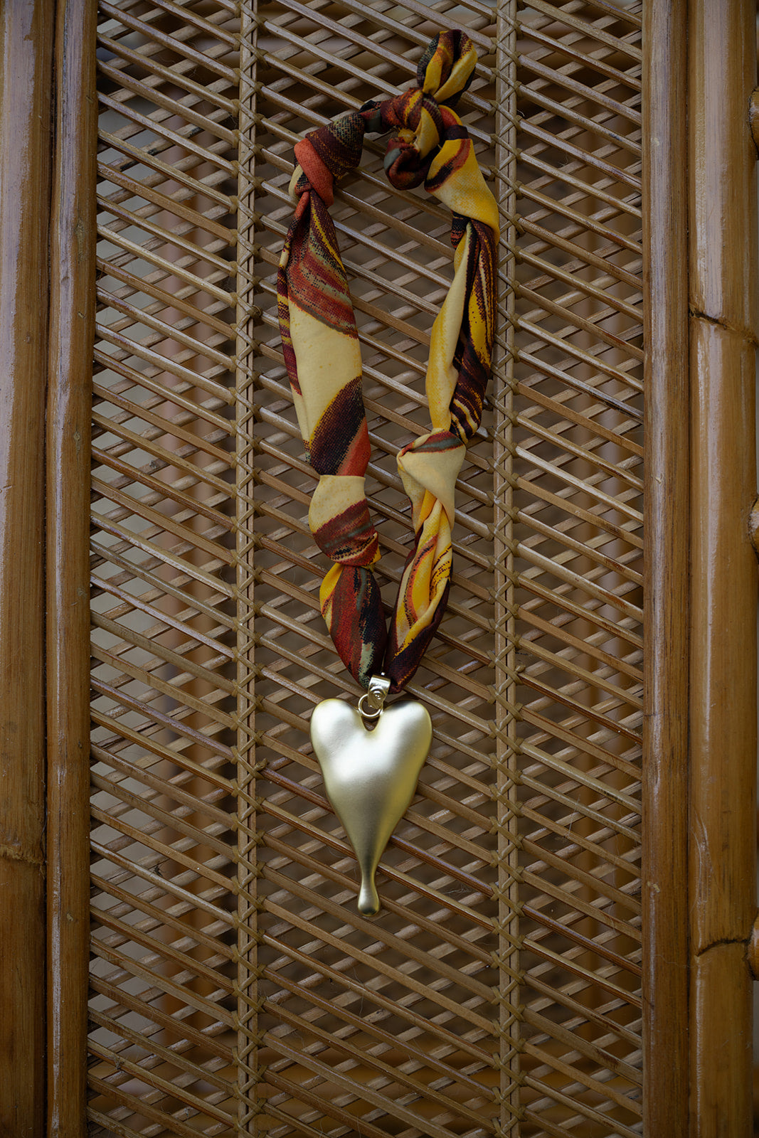 Oversized Antique Gold Heart Scarf Necklace
