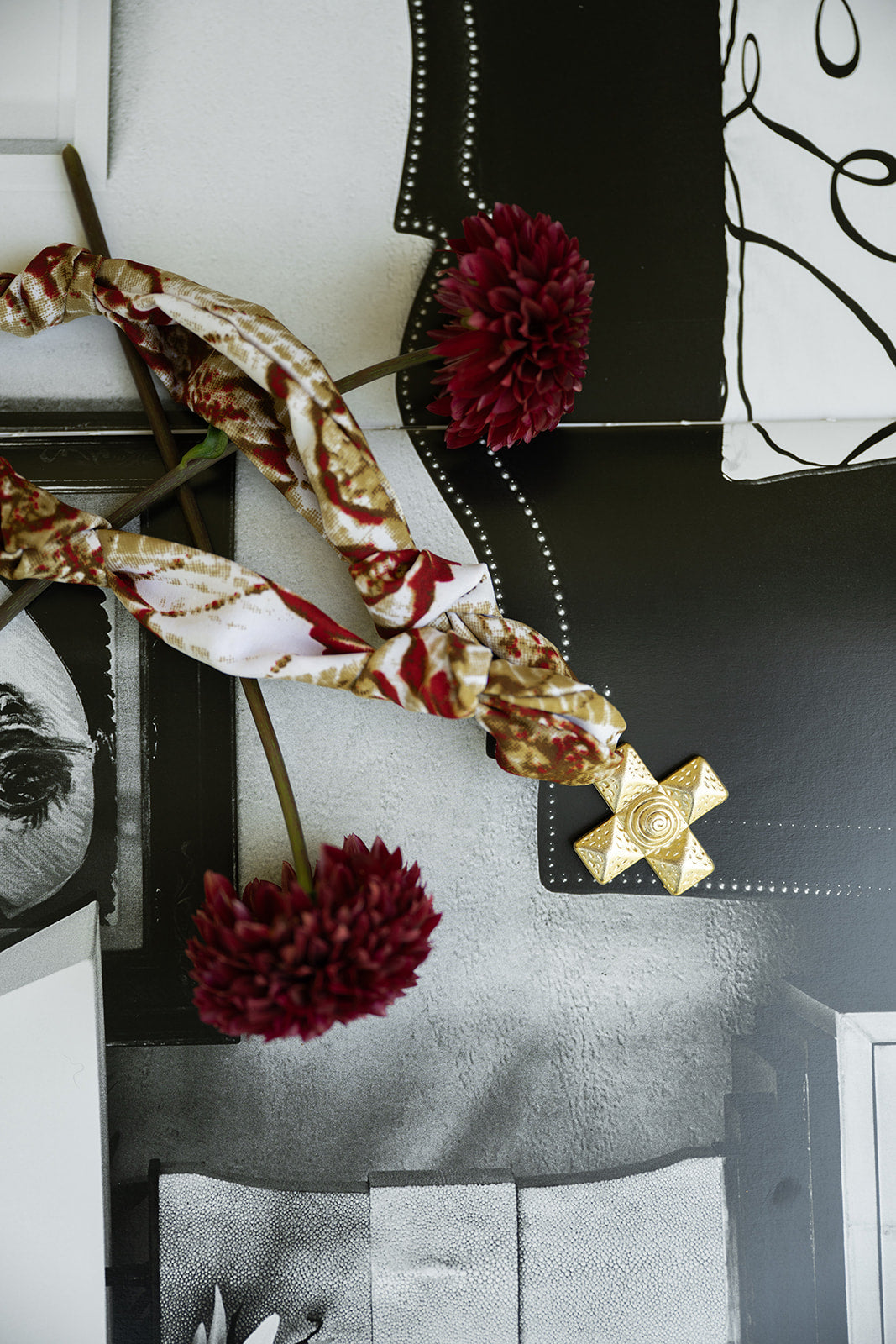 Colors of Fall Antique Cross Scarf Necklace