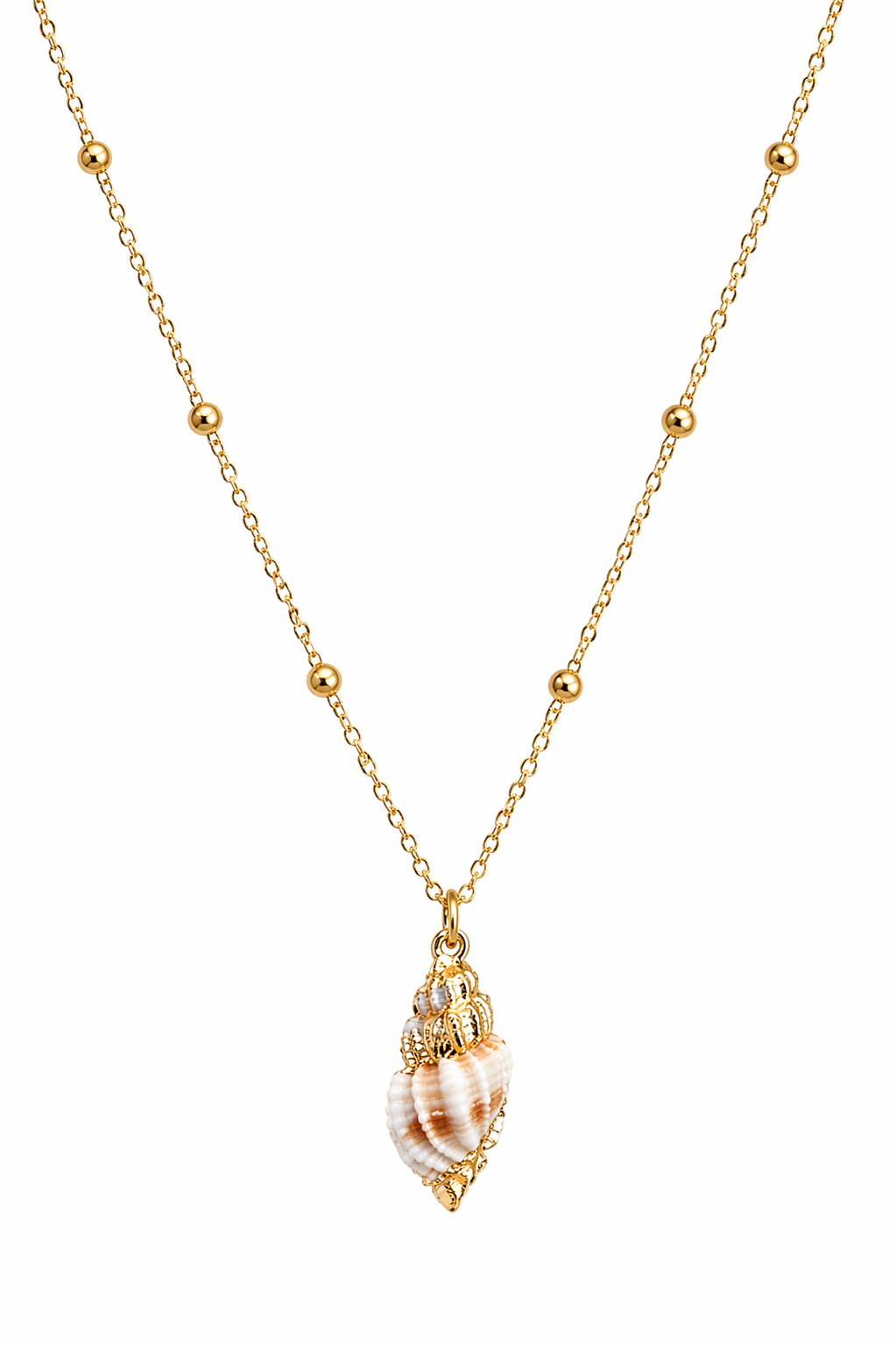 Golden Spiral Shell Necklace