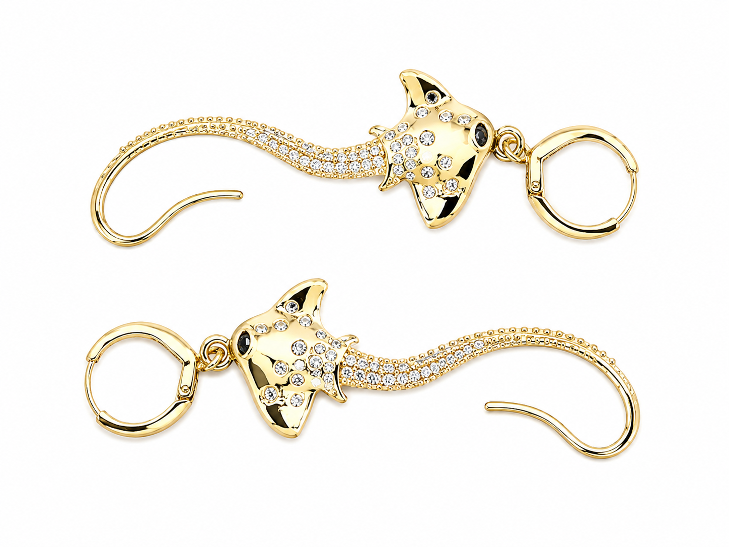 Golden Stingray Drop Earrings