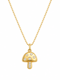 Golden Toadstool Pendant Necklace