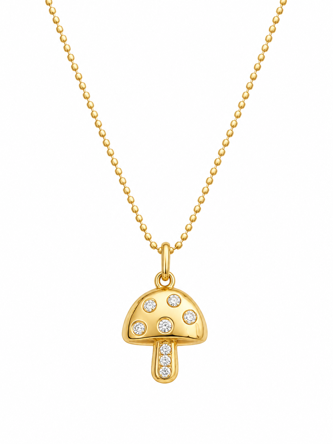 Golden Toadstool Pendant Necklace