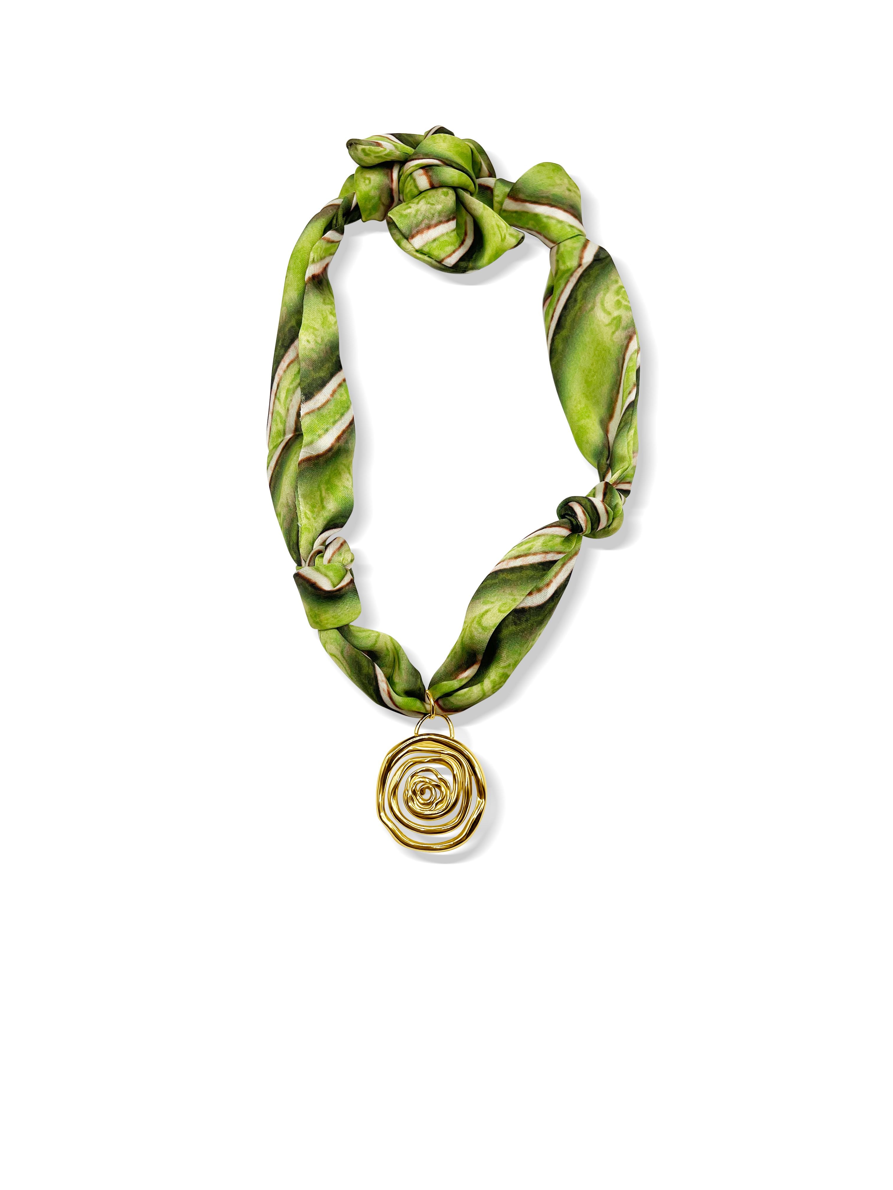 Jungle Green Swirl Scarf Necklace