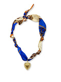 Spike Heart Scarf Necklace Blue