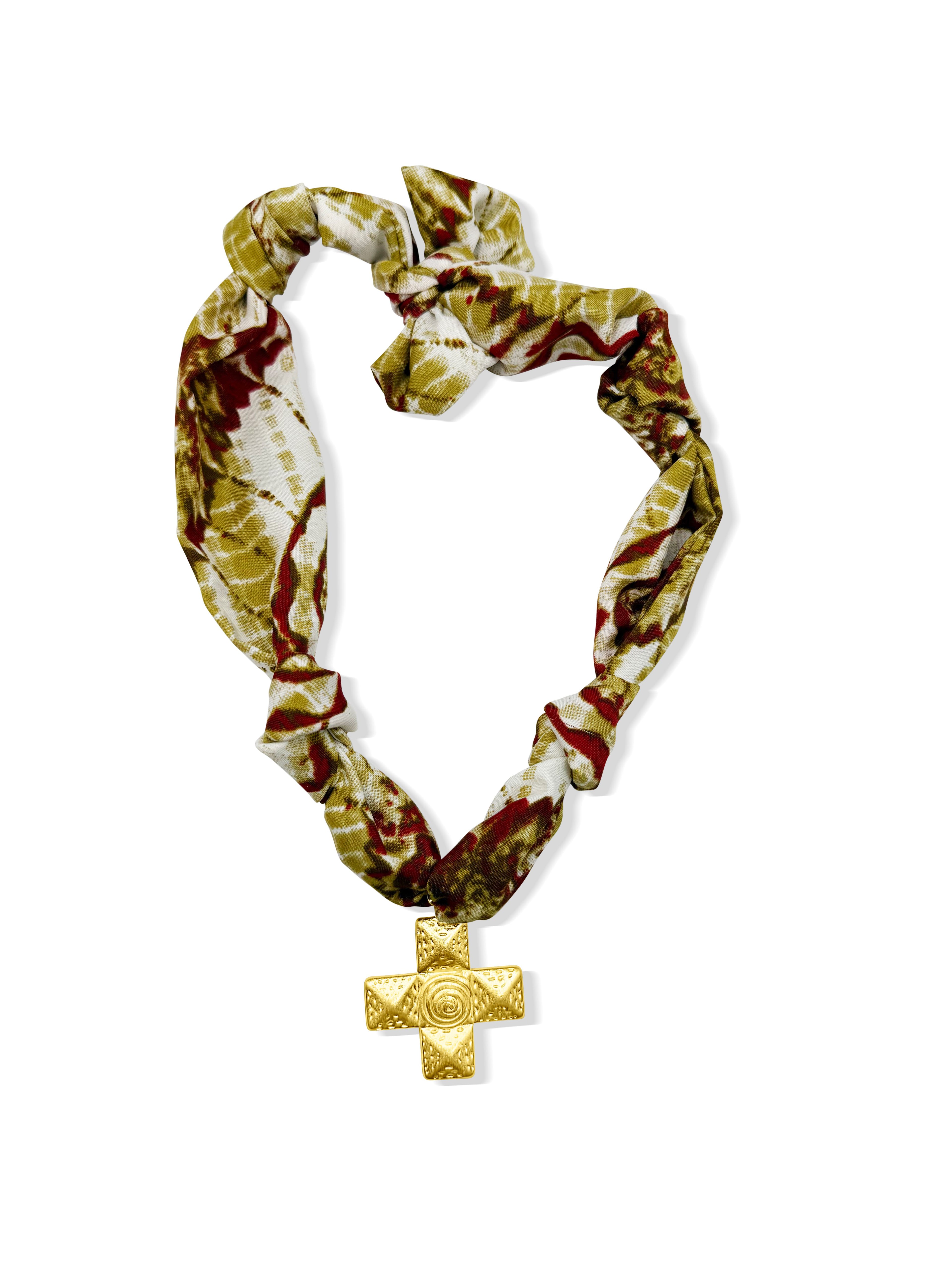 Colors of Fall Antique Cross Scarf Necklace