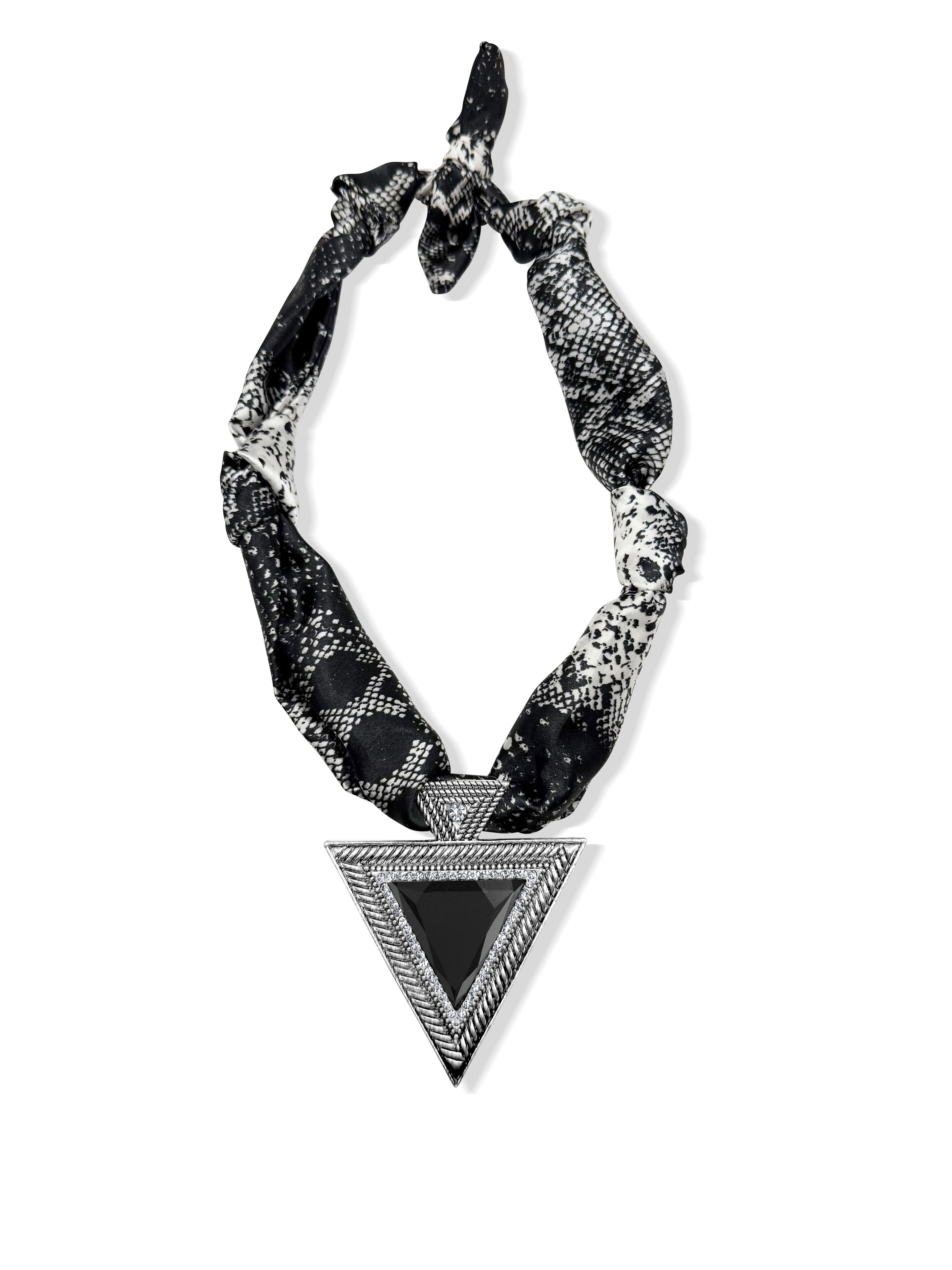 Oversized Triangle Snake Print Scarf Necklace