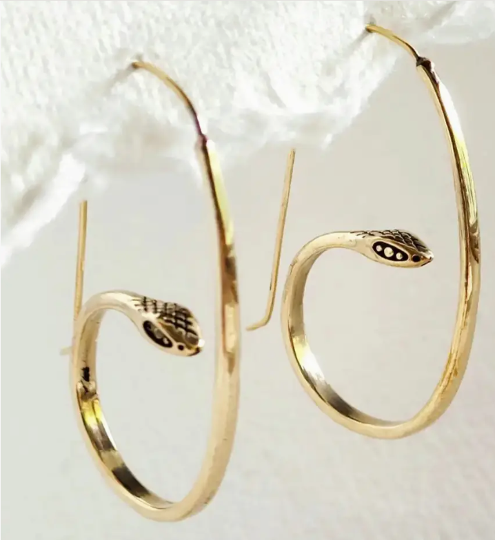 Golden Serpent Statement Hoops