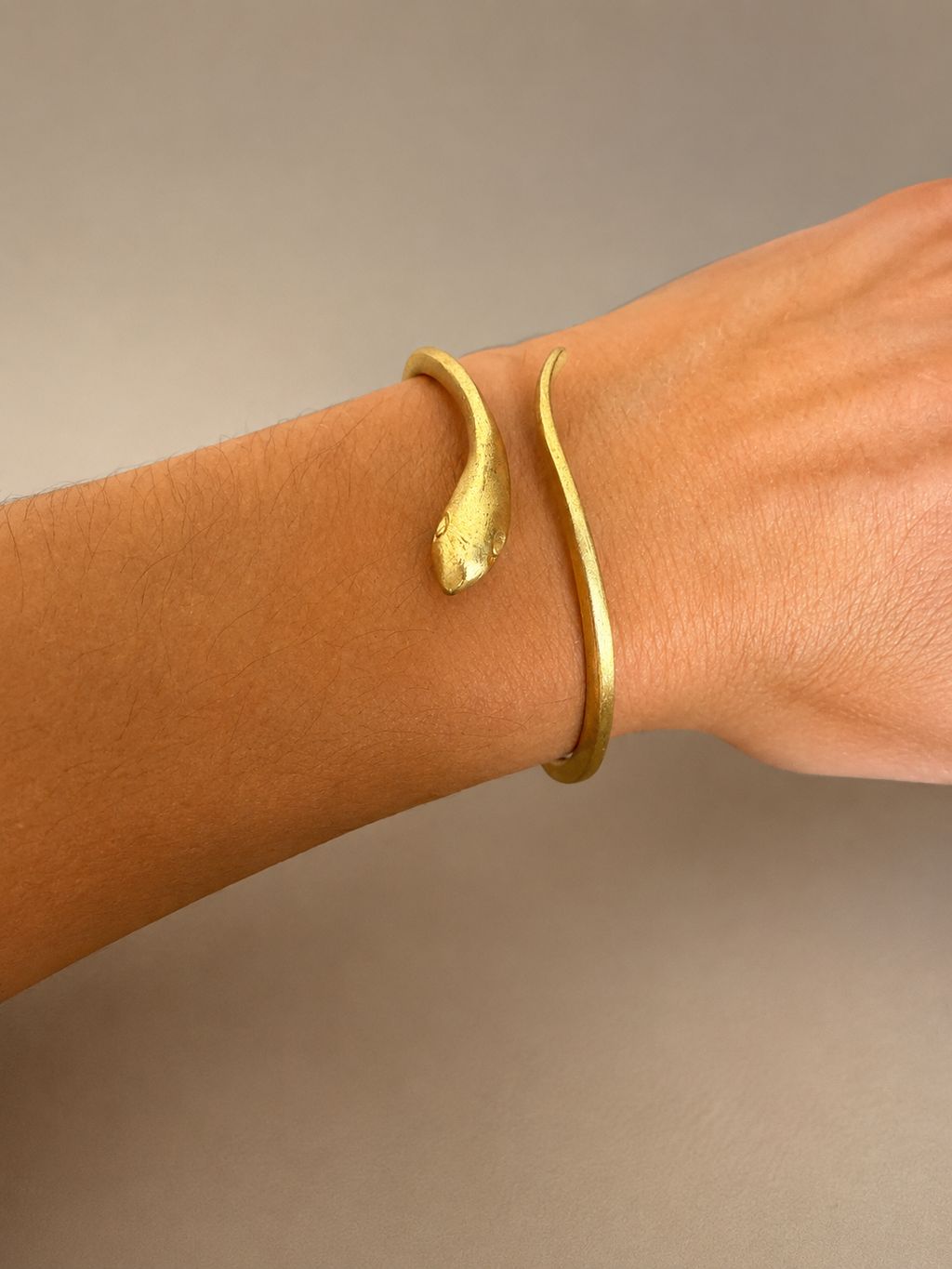 Coiled Brass Snake Cuff