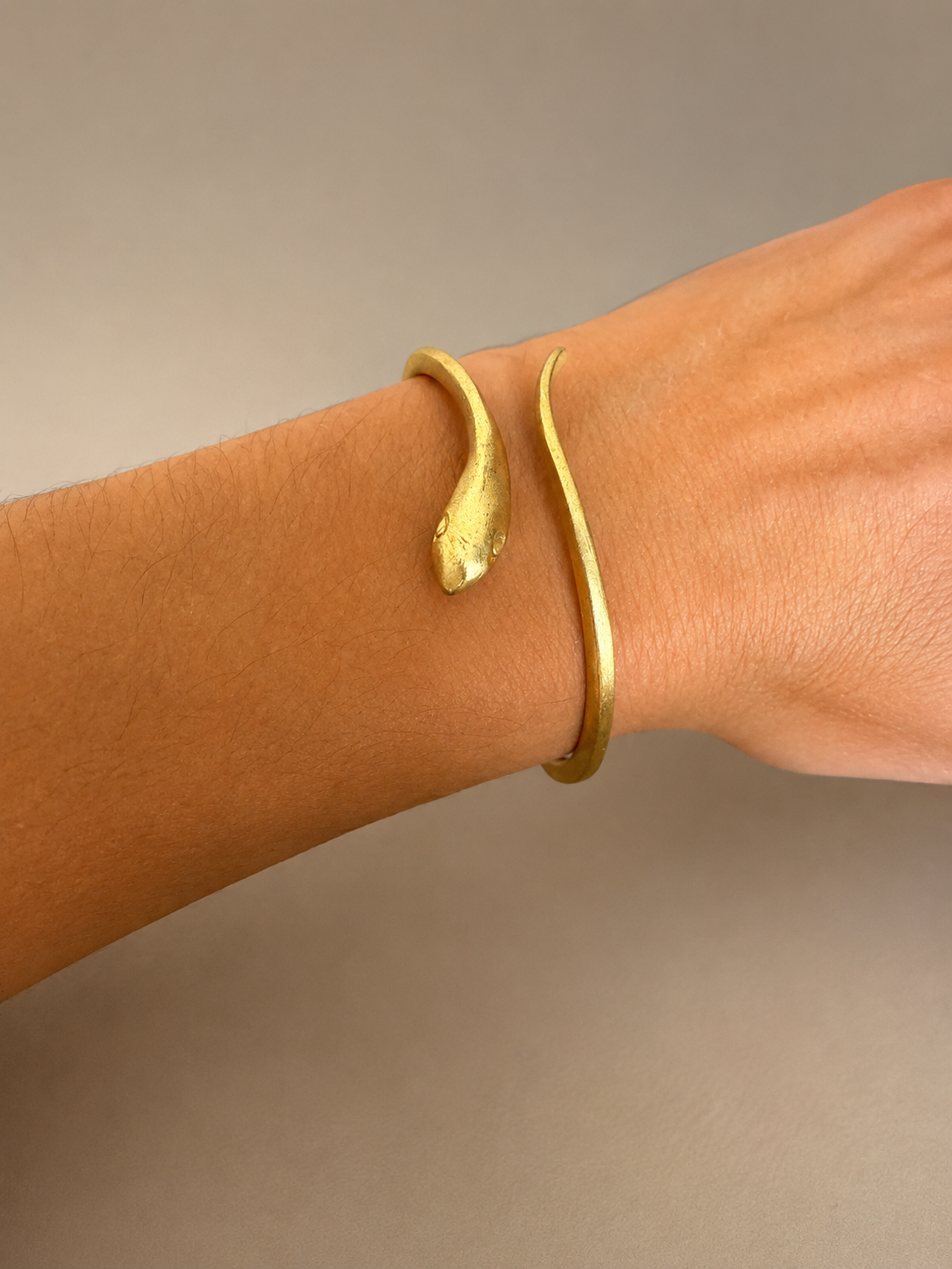 Coiled Brass Snake Cuff