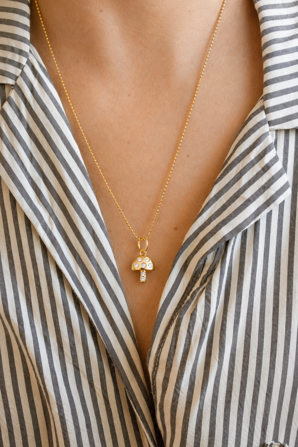 Golden Toadstool Pendant Necklace
