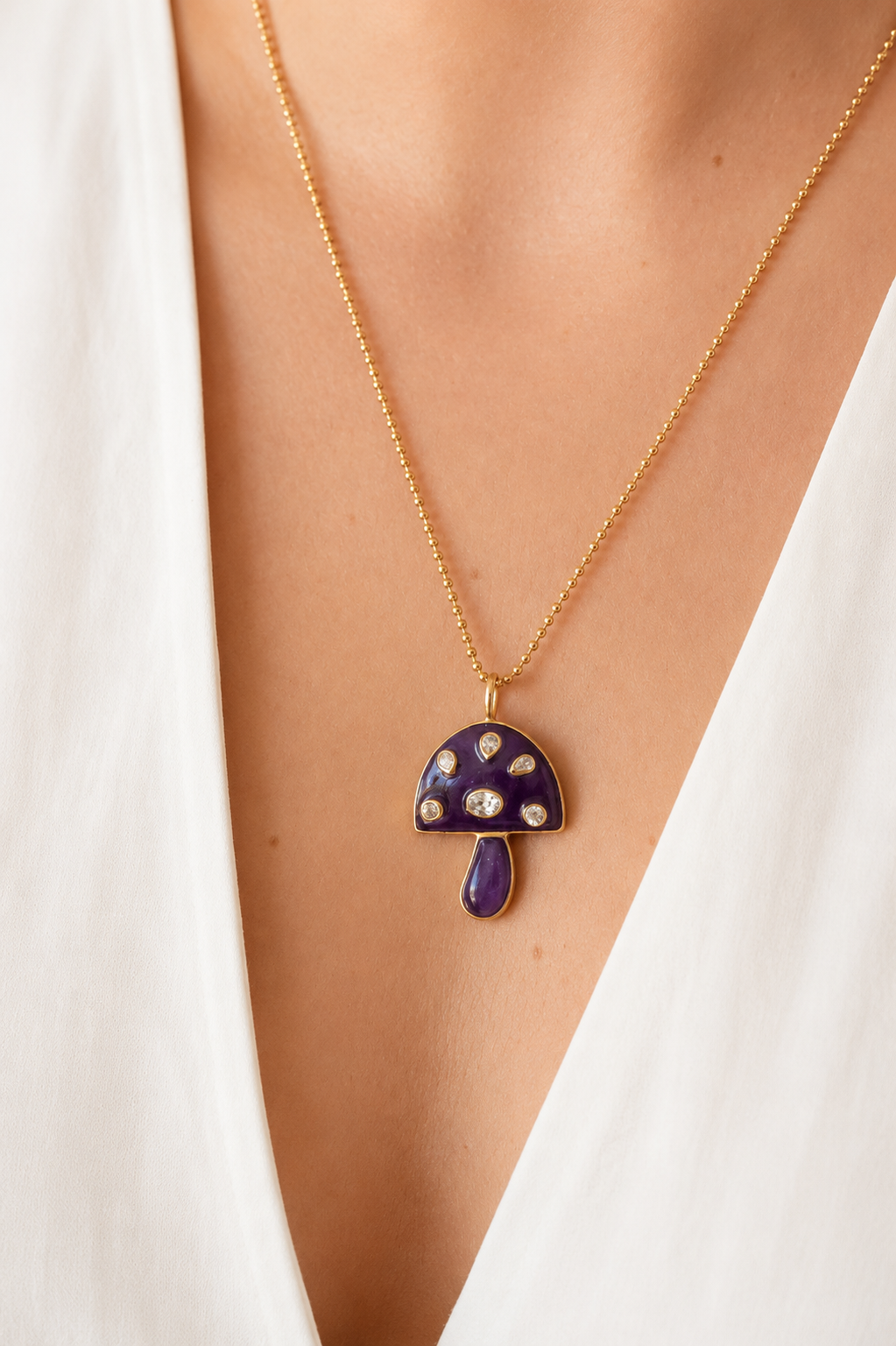 Midnight Mushroom Pendant Necklace