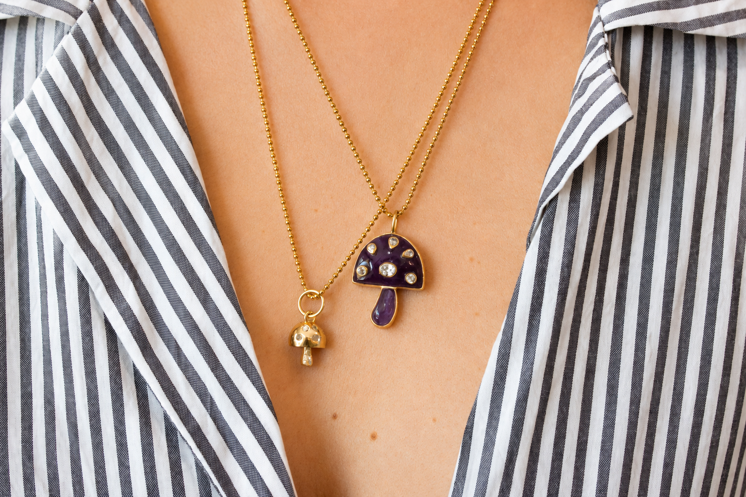 Golden Toadstool Pendant Necklace