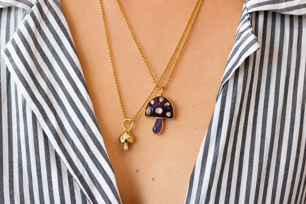 Midnight Mushroom Pendant Necklace